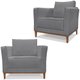 Conjunto 2 Poltronas Decorativas Balli Pes Madeira Linho Cinza Ezz
