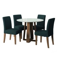 Conjunto de Mesa Sala de Jantar Athenas Redonda 1,03m 4 Cadeiras Trieste Cedro / Off White / Chumbo