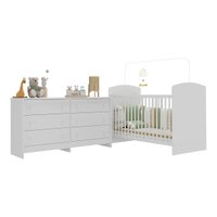 Berço com Colchão Incluso e Cômoda Ana Lívia Multimóveis MP4292 Branco