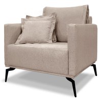 Poltrona Sala De Estar Liv 1 Lugar Pes Aço Linho Areia Ezz