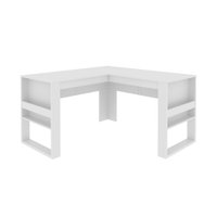 Mesa para Escritório 136cm em L com Detalhe Ripado ME4145 Branco Tecnomobili