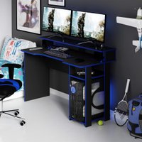 Mesa Gamer com Porta CPU 136cm ME4153 Preto/Azul Tecnomobili