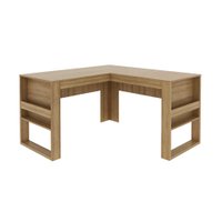 Mesa para Escritório 136cm em L com Detalhe Ripado ME4145 Amêndoa Tecnomobili