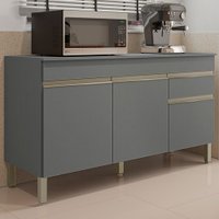 Balcão de Cozinha Line 150 Cm 3 Portas 1 Gaveta Gris - Kits Paraná