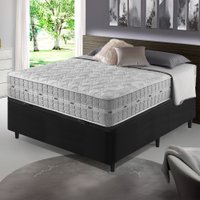 Cama Box com Baú Casal Preta + Colchão Molas Ensacadas Alabama 138x188x66cm