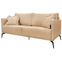 Sofa Sala De Estar Liv 2 Lugares Pes Aço Linho 232 Dourado Ezz