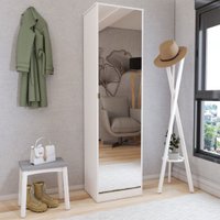 Armário Multiuso com Sapateira Reflexo 1 Porta Espelhada Branco - Panorama Móveis