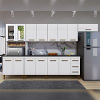 Cozinha Atenas Com Vidro Reflecta 14 Portas 3 Gavetas Branco