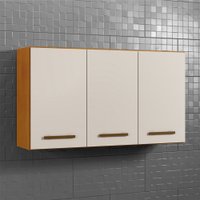 Armário Aéreo 3 Portas e 2 Prateleiras Etios Naturalle Com Off White