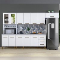 Cozinha Atenas Com Vidro Reflecta 12 Portas 3 Gavetas Branco