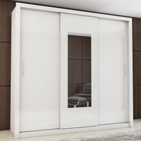Guarda-Roupa Casal Paula 3 Portas com Espelho Carioca Móveis Branco