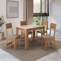 Mesa de Jantar 4 Lugares Atlanta Freijó/Off White - Indékes