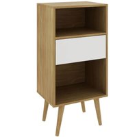 Estante Baixa para Sala Organizar Livros com 1 Gaveta E1715 Amêndoa e Off White Tecnomobili