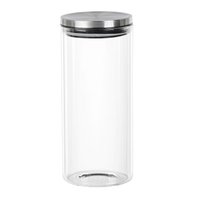 Pote de  Vidro com Tampa em Inox Redondo 14L 22X10Cm