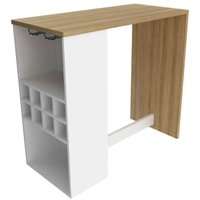 Bancada de Cozinha Adega com Porta Taças e Prateleira Branca com Amêndoa AD5003 Tecnomobili