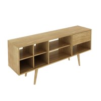 Rack Aparador Sala Tv Até 42'' Com Gaveta e 7 Nichos Amêndoa R1462 Tecnomobili
