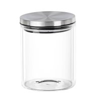 Pote de  Vidro com Tampa Inox Redondo 350ml 95x8cm