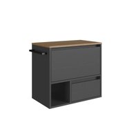 Gabinete de Banheiro Suspenso 60cm  com 1Nicho 1Toalheiro 1Porta e 1Gaveta BH8050 Mel/Grafite