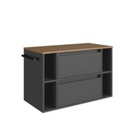 Gabinete de Banheiro Suspenso 80cm  com 4 Nichos 1Toalheiro 1Porta e 1Gaveta BH8010 Mel/Grafite
