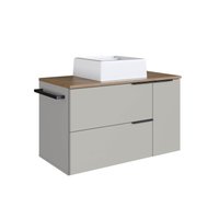 Gabinete de Banheiro Suspenso 80cm  com 1Toalheiro 2Portas e 1Gaveta BH8020 Mel/Arenas com Cuba