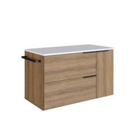 Gabinete de Banheiro Suspenso 80cm  com 1Toalheiro 2Portas e 1Gaveta BH8020 Mel/Branco