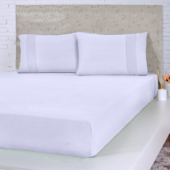 Lençol Solteiro Bella Cama Malha 100% Algodão 88x188x30cm Branco