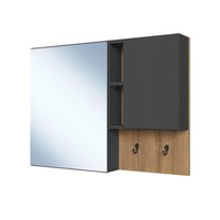 Armário Espelheira para Banheiro ES8010 com 2 Portas e Nichos Mel/Grafite