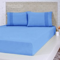 Lençol Solteiro Bella Cama Malha 100% Algodão 88x188x30cm Azul