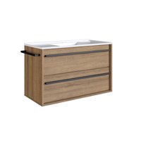 Gabinete de Banheiro Suspenso 80cm  com 1Toalheiro 1Porta e 1Gaveta BH8030 Mel com Lavatorio
