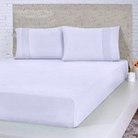Lençol Casal Bella Cama Malha 100% Algodão 138x188x30cm Branco