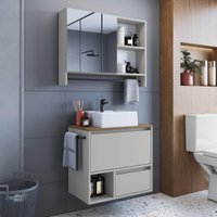 Conjunto para Banheiro Gabinete Suspenso 60cm com Toalheiro Cuba e Espelheira 80cm  CJ8050.20 Mel/Arenas