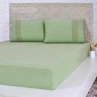 Lençol Solteiro Bella Cama Malha 100% Algodão 88x188x30cm Verde