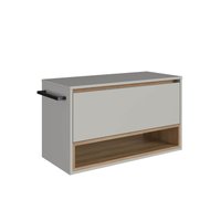 Gabinete de Banheiro Suspenso 80cm  com 1Nicho 1Toalheiro 1Porta BH8060 Mel/Arenas