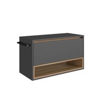 Gabinete de Banheiro Suspenso 80cm  com 1Nicho 1Toalheiro 1Porta BH8060 Mel/Grafite