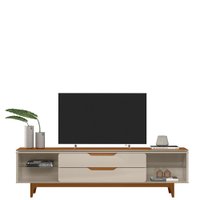 Rack para TV até 75 Polegadas Los Angeles Whisky/Off White Brilho Linea Brasil