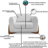 Poltrona Jolie 1 Lugar Pes Boomerang Linho Grigio Ezz