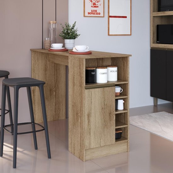 Bancada Balcão para Cozinha 140cm 1 Porta com Nichos Atenas Fidelitá Castani