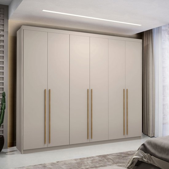 Guarda-Roupa Casal Vancouver Majestic 6 Portas 3 Gavetas 100% Mdf Fendi - Pnr Móveis
