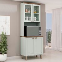 Cristaleira Iluminata 100% Mdf com 2 Portas de Vidro e Espaço para Forno Mint - Genialflex