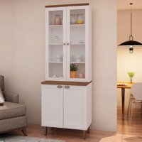 Cristaleira Iluminata 100% Mdf com 2 Portas de Vidro Branco - Genialflex