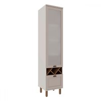 Cristaleira Iluminata 100% Mdf 1 Porta de Vidro e Adega Branco/Fendi - Genialflex