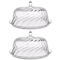 Kit 2 Boleiras Porta Bolo com Cúpula 30cm Transparente Glassy Crippa Doces Sobremesas
