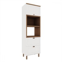 Torre Quente Iluminata 100% Mdf 2 Prateleiras 1 Gaveta e 2 Portas Provençais Branco - Genialflex