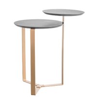 Mesa Lateral 02 Tampos Chanfrada Pe Metal Dourado Nero Artesano
