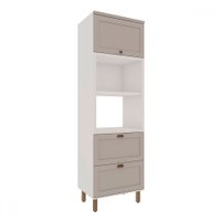 Torre Quente Iluminata 2 Prateleiras 1 Gaveta e 2 Portas Provençais 100% Mdf Branco/Fendi - Genialflex