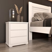Mesa de Cabeceira Stillus 3 Gavetas com Tampo em MDF Tcil Branco