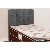Painel de Cama Box Estofada Solteiro Clean Plus Suede Cinza - Simbal