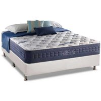 Cama Box Casal: Colchão Molas Anjos MasterPocket Ensacadas Blue Sea + Base CRC Courano White(138x188)