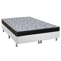 Cama Box Queen: Colchão Espuma D33 Ortobom /EP Anatômico Fort Tech ISO 100 + Base CRC Suede White(158x198)