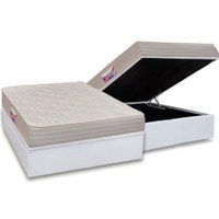 Cama Box Baú Casal: Colchão Espuma Herval D45 Top + Base CRC Courano Branco(138x188)